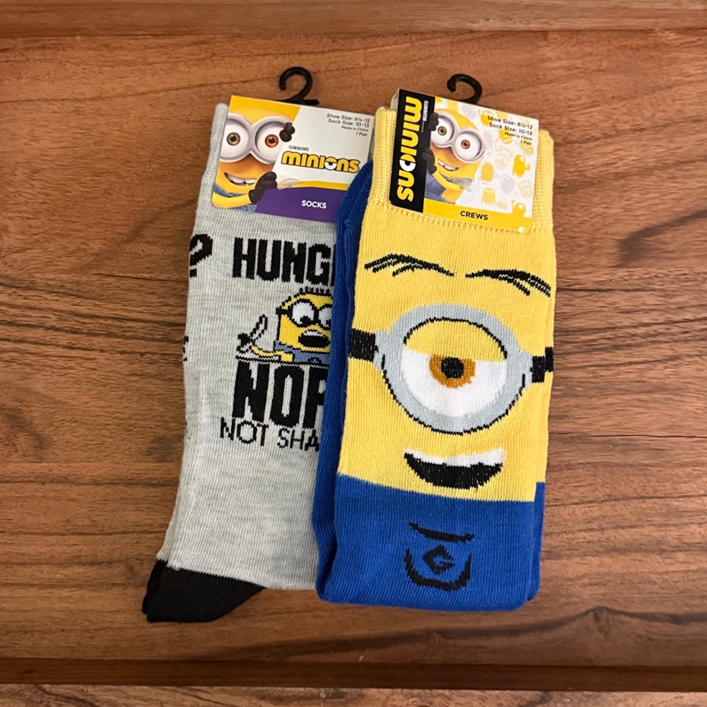 Despicable Me MINIONS Novelty Crew Socks | 2-Pairs | NWT‎